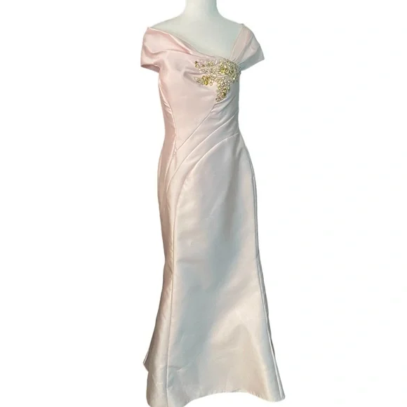 Terani couture pink champagne gown dress Sz-12 - Picture 1 of 6